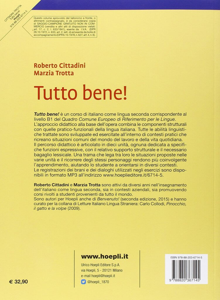 tutto bene pratiquer l'italien par les textes
